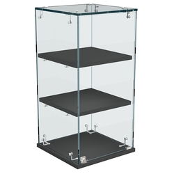 Витрина Истра настольная №21-ДП с прямыми полками из ДСП, Черный