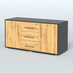 Тумба стационарная для оргтехники, цвет темный дуб, Черный и Дуб Золотистый U1148