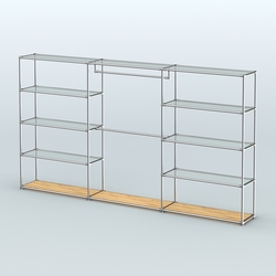 Торговая система ХРОМ без ДСП 3600 мм с прозрачными полками и поручнями №1, Дуб Золотистый