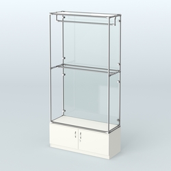 Торговая система ХРОМ (задняя стенка - стекло) 1200 мм №1-4 с тумбой Т-21 и поручнями, Белый