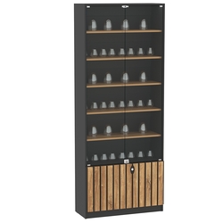 Витрина серии "Смок" №1-800, Черный + Дуб Канзас коричневый