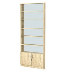 Стеллаж из ДСП с 5-ю полками 100x900 мм серии LEVEL-5 №8-2 (З/C - ЗЕРКАЛО), Дуб Сонома