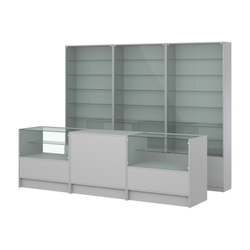 Комплект витрин с регулировочными полками NE-6 №12 и прилавков ЭК-3, Серый