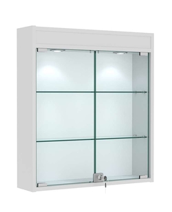 Витрина настенная №1-3А с прозрачными полками и фризом с подсветкой, Серый