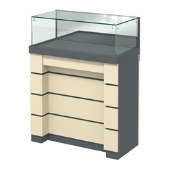 Торговый прилавок с утопленным фасадом широкий №УФ-1-900, Темно-серый и Крем Вайс U2601-U2236