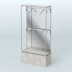 Торговая система ХРОМ (задняя стенка - зеркало) 1200 мм №3-3 с тумбой Т-15 и поручнями, Метрополитан Грей