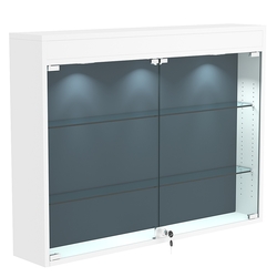 Настенная витрина с бархатом серии БАРОН №3-3А (две полки), Белый + + 11 Blue