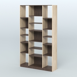 Стеллаж из ДСП серии ЛОФТ №12-2 с полками ДСП, Дуб Сонома + Дуб Венге