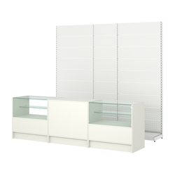 Комплект металлических стеллажей с перфорацией и прилавков ЭК-3, Белый