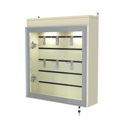 Витрина настенная №1-2Б с эконом панелью и фризом серии Collecto, Крем Вайс