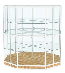 Витрина из профиля островная восьмигранная №4, Дуб Золотистый