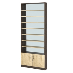 Стеллаж из ДСП с 7-ю полками 150x900 мм серии LEVEL-7 №9-2 (З/C - ЗЕРКАЛО), Дуб Венге + Дуб Сонома