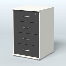 Тумба Нотте подкатная (4 ящика с замком), Белый и Черный