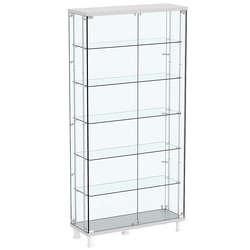 Витрина РОНДО с регулировочными полками №3-3-РЕГ на ножках (задняя стенка стекло), Серый