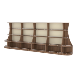 Пристенный низкий стеллаж ГАРАНТ №4-О с ограничителями, Орех + Крем Вайс