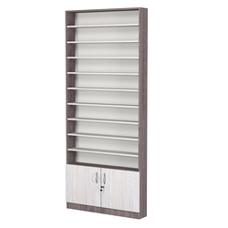 Стеллаж из ДСП с 9-ю полками 150x900 мм серии LEVEL-9 №9 (З/C - ДВП), Ясень Анкор темный + Ясень Анкор светлый