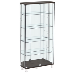 Витрина РОНДО с регулировочными полками №3-2-РЕГ на ножках (задняя стенка зеркало), Дуб Венге