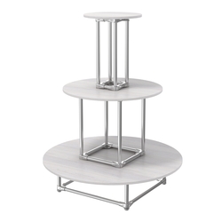 Торговый хромированный остров ПИРАМИДА №4 (полки ДСП 16мм), Ясень Анкор светлый