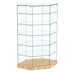 Витрина Хит продаж №513 (угловая шестигранная, закрытая, З/C - стекло), Дуб Золотистый