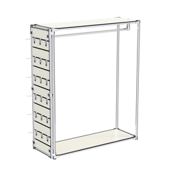 Хромированный стенд-вешало ETD-10 №1-3 (торец-ЭП) с полками ДСП 16мм, Белый