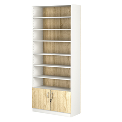 Стеллаж из ДСП с 6-ю полками 400x900 мм серии LEVEL-6 №14 (З/C - ДВП), Белый + Дуб Сонома