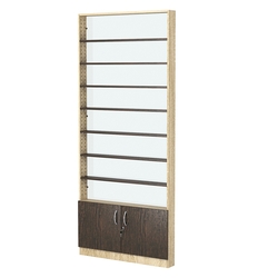 Стеллаж из ДСП с 8-ю полками 100x900 мм серии LEVEL-8 №8-1 (З/C - СТЕКЛО), Дуб Сонома + Дуб Венге