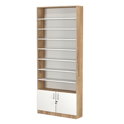 Стеллаж из ДСП с 7-ю полками 250x900 мм серии LEVEL-7 №11 (З/C - ДВП), Дуб Канзас коричневый + Белый