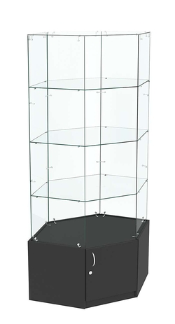 Витрина "Истра" угловая №118, шестигранная (З.С-стекло) без дверей, Черный