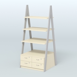 Торговая двусторонняя стойка ЛОФТ №4-950 с узкими выдвижными ящиками, Серый + Крем Вайс