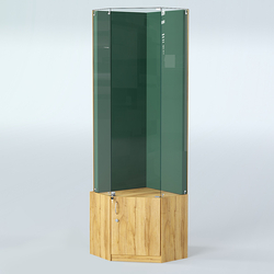 Угловая витрина для медалей ИС-333-А (задняя стенка бархат), Дуб Золотистый