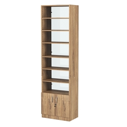 Стеллаж из ДСП с 6-ю полками 350x600 мм серии LEVEL-6 №6-1 (З/C - СТЕКЛО), Дуб Канзас коричневый