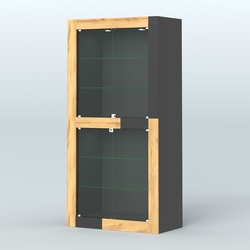 Витрина "Фаберлинк" №1, Черный и Дуб Золотистый U1148