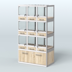 Витрина большая для продажи птиц в зоомагазин серии ЖАКО-04, Дуб сонома