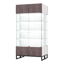 Витрина Монти №5-П двусторонняя, Ясень Анкор светлый + Ясень Анкор темный