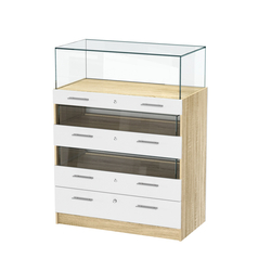 Прилавок ювелирный "Диаманд" №3-1000 пристенный, Дуб Сонома + Белый