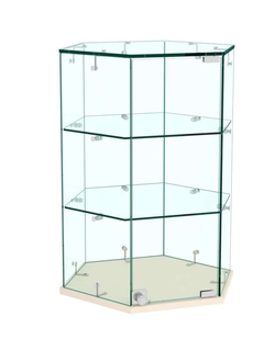 Витрина Истра настольная шестигранная №7 (прозрачная), Крем Вайс