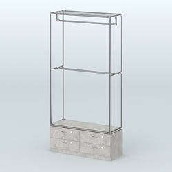 Торговая система ХРОМ без ДСП 1200 мм №1-2 с тумбой Т-14 и поручнями, Метрополитан Грей