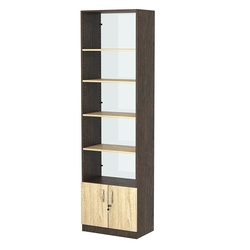 Стеллаж из ДСП с 4-мя полками 350x600 мм серии LEVEL-4 №6-1 (З/C - СТЕКЛО), Дуб Венге + Дуб Сонома