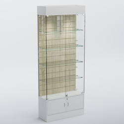 Витрина СЕТЬ №4-П с экономпанелью и полками, Белый + Дуб Сонома