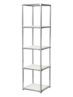 Торговый хромированный стеллаж с полками ДСП №1, Белый