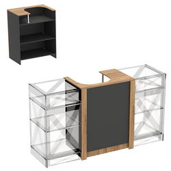 Прилавок из ДСП Модерн №1 под кассу центральный, Черный + Дуб Канзас коричневый