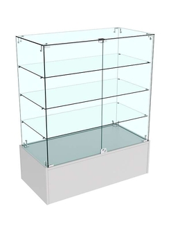 Прилавок Истра с дверками из стекла №128 (закрытый), Серый