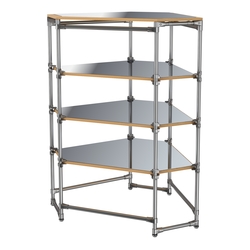 Хромированный стенд Прогресс №3-5 (с полками Зеркало 4мм), Дуб Золотистый