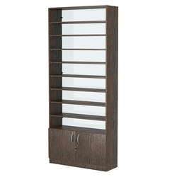 Стеллаж из ДСП с 8-ю полками 300x900 мм серии LEVEL-8 №12-1 (З/C - СТЕКЛО), Дуб Венге