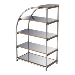 Хромированный стенд универсальный TD-06 (Т) с полками Зеркало 4мм, Дуб Канзас коричневый