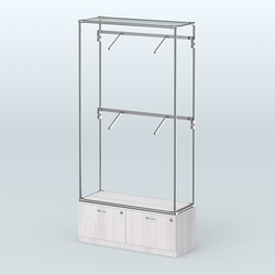 Торговая система ХРОМ без ДСП 1200 мм №3-3 с тумбой Т-15 и поручнями, Ясень Анкор светлый