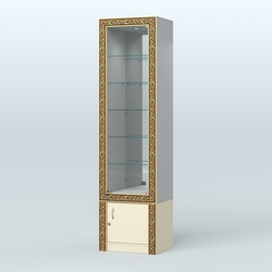 Витрина с декором и верхней подсветкой №ВБА-504, Серый + Крем Вайс