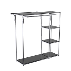 Хромированный стенд-вешало TD-42 №1-3 Хром с полками ДСП 16мм, Черный