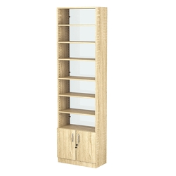 Стеллаж из ДСП с 6-ю полками 300x600 мм серии LEVEL-6 №5-1 (З/C - СТЕКЛО), Дуб Сонома