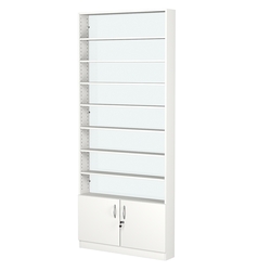 Стеллаж из ДСП с 7-ю полками 150x900 мм серии LEVEL-7 №9-1 (З/C - СТЕКЛО), Белый